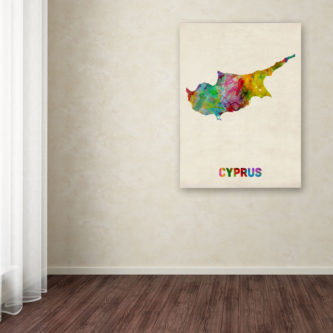 Michael Tompsett Cyprus Watercolor Map Canvas Art 18 x 24 Image 3