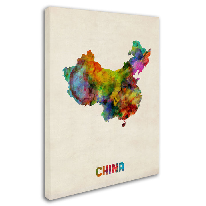 Michael Tompsett China Watercolor Map Canvas Art 18 x 24 Image 2