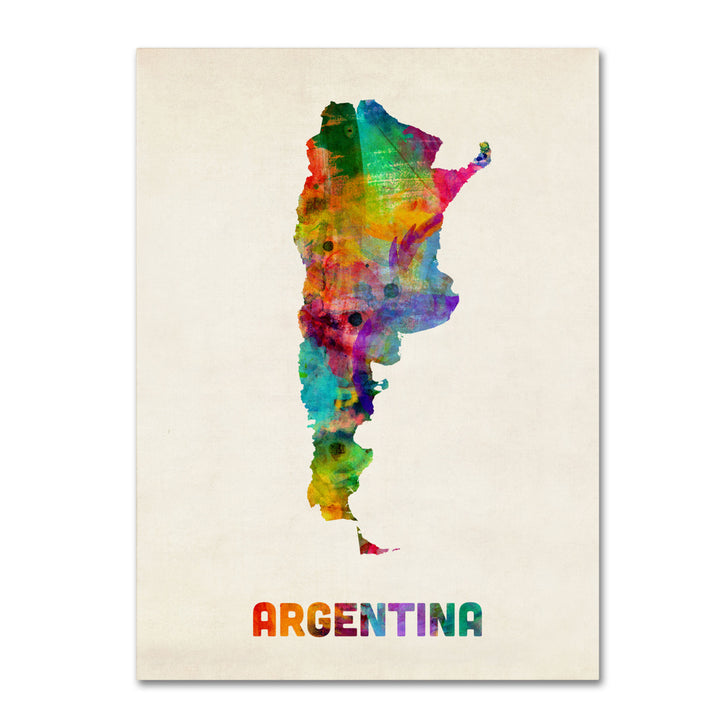 Michael Tompsett Argentina Watercolor Map Canvas Art 18 x 24 Image 1