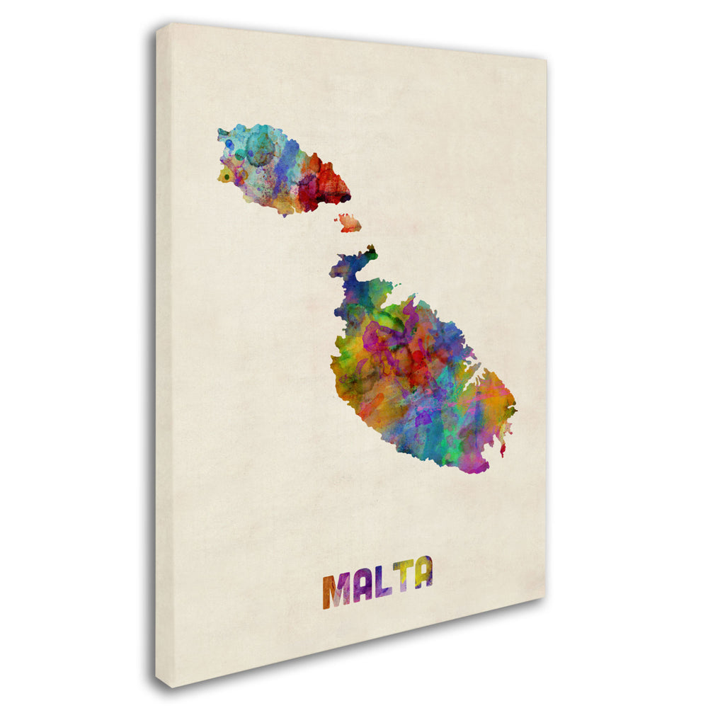 Michael Tompsett Malta Watercolor Map Canvas Art 18 x 24 Image 2