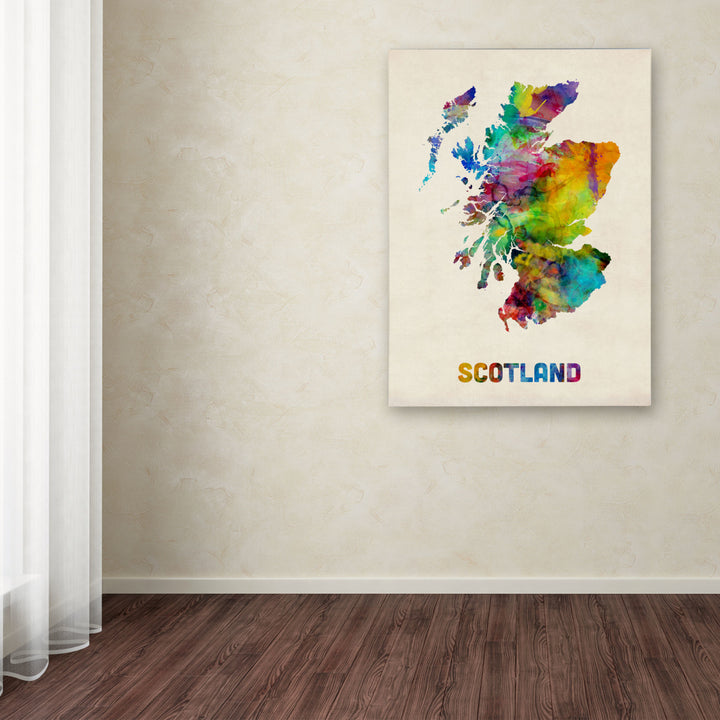 Michael Tompsett Scotland Watercolor Map Canvas Art 18 x 24 Image 3