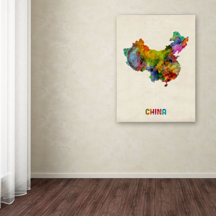 Michael Tompsett China Watercolor Map Canvas Art 18 x 24 Image 3