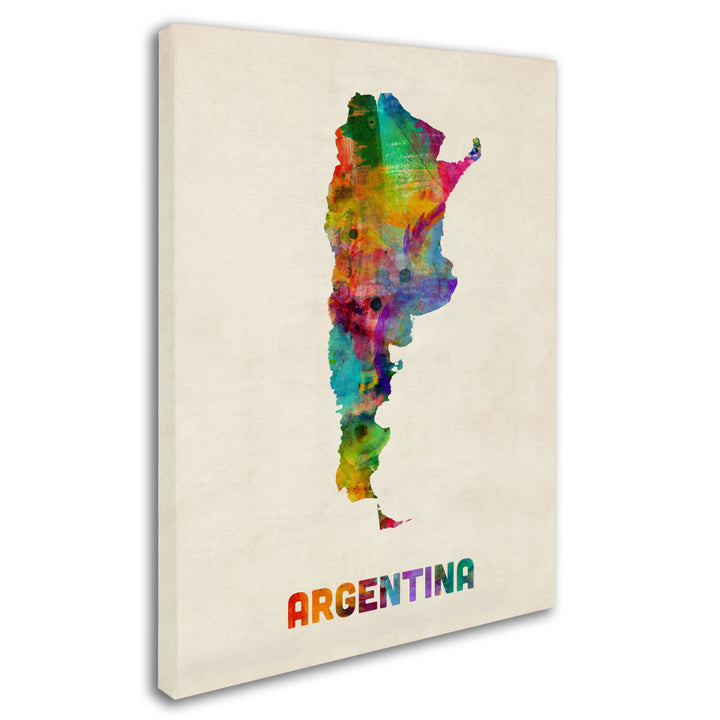 Michael Tompsett Argentina Watercolor Map Canvas Art 18 x 24 Image 2