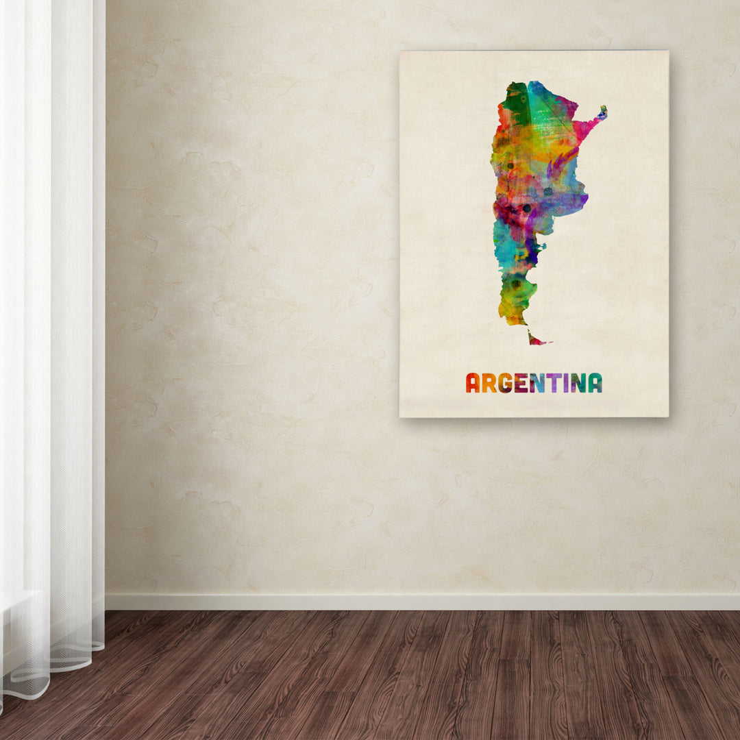 Michael Tompsett Argentina Watercolor Map Canvas Art 18 x 24 Image 3