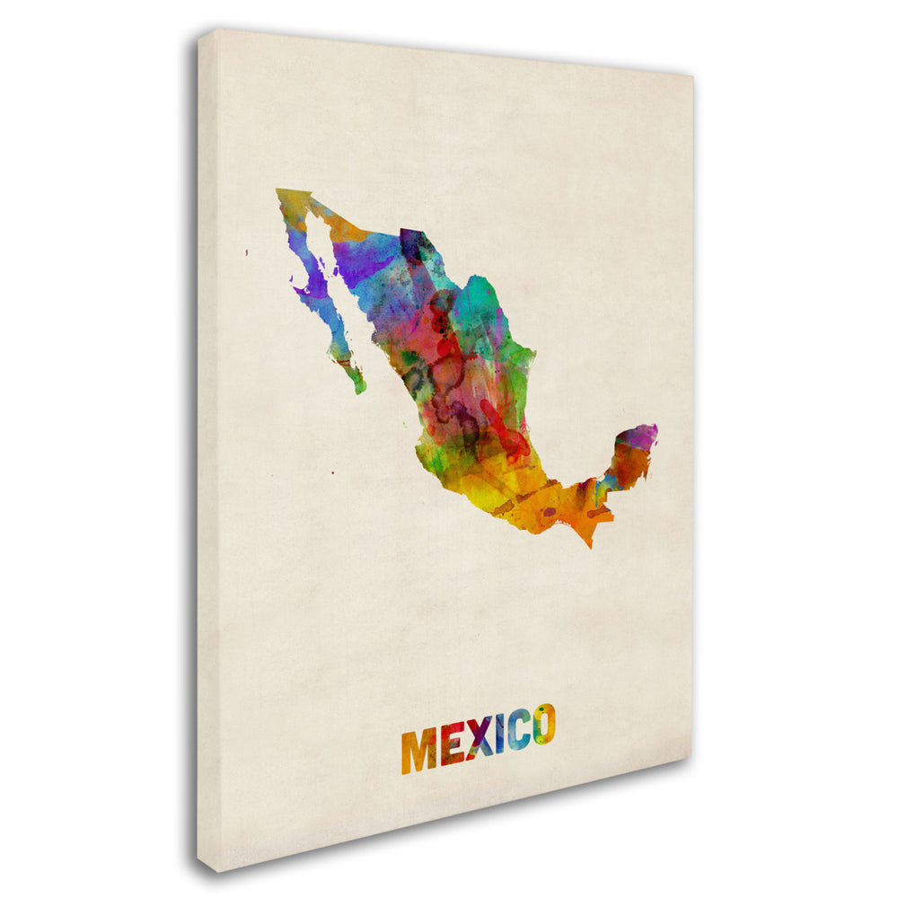 Michael Tompsett Mexico Watercolor Map Canvas Art 18 x 24 Image 2