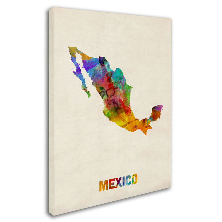 Michael Tompsett Mexico Watercolor Map Canvas Art 18 x 24 Image 2