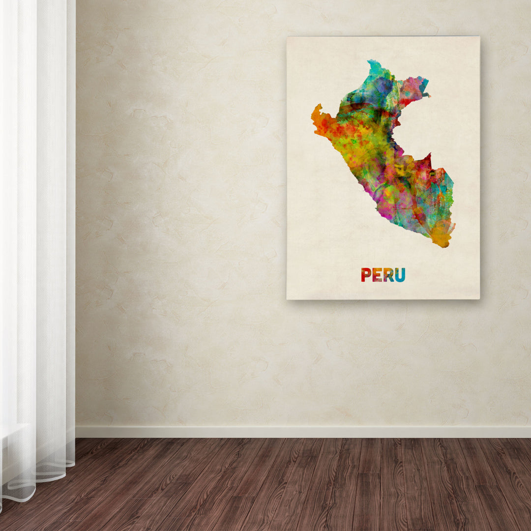 Michael Tompsett Peru Watercolor Map Canvas Art 18 x 24 Image 3