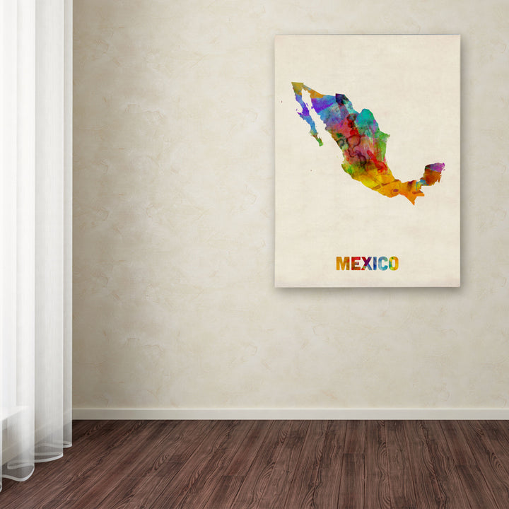 Michael Tompsett Mexico Watercolor Map Canvas Art 18 x 24 Image 3