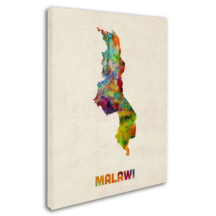 Michael Tompsett Malawi Watercolor Map Canvas Art 18 x 24 Image 2