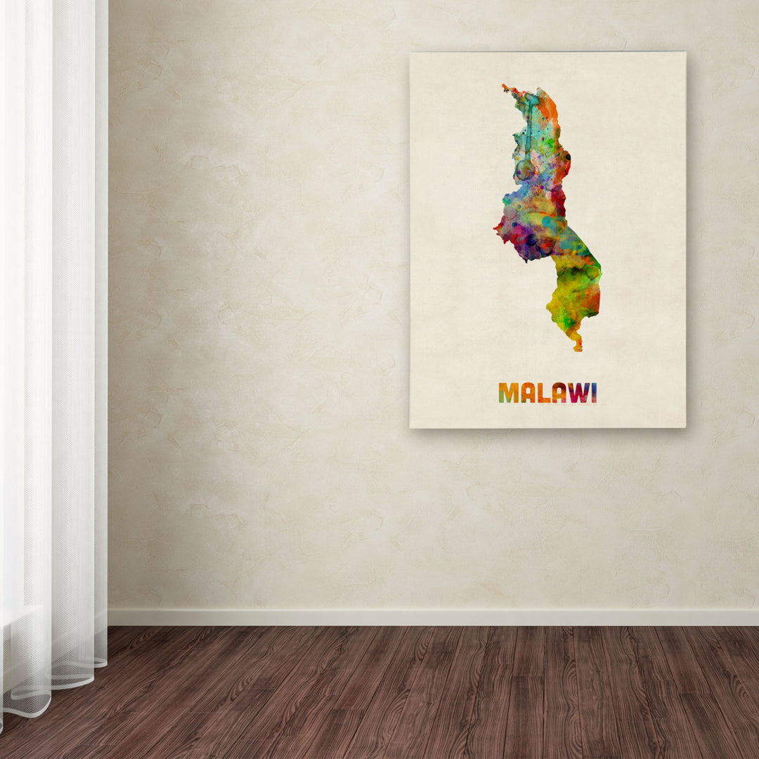 Michael Tompsett Malawi Watercolor Map Canvas Art 18 x 24 Image 3