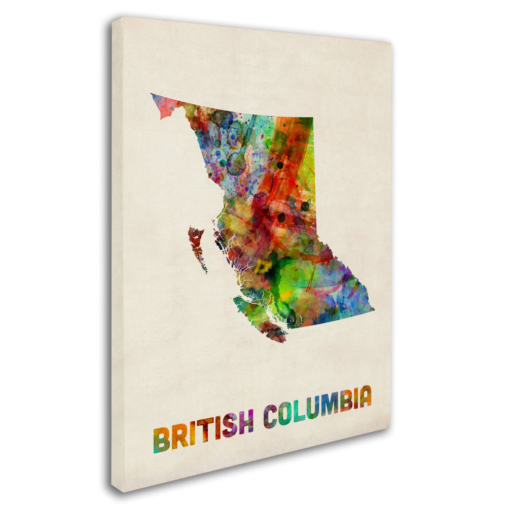 Michael Tompsett British Columbia Watercolor Map Canvas Art 18 x 24 Image 2