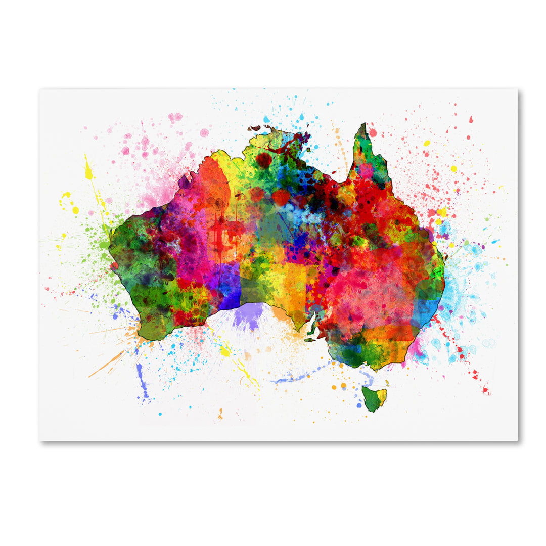 Michael Tompsett Australia Paint Splashes Map Canvas Art 18 x 24 Image 1