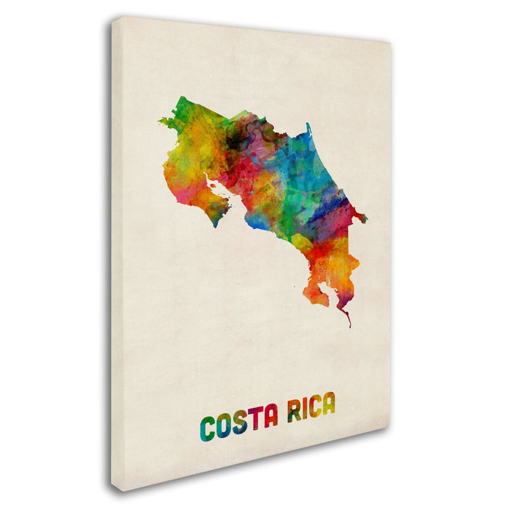 Michael Tompsett Costa Rica Watercolor Map Canvas Art 18 x 24 Image 2