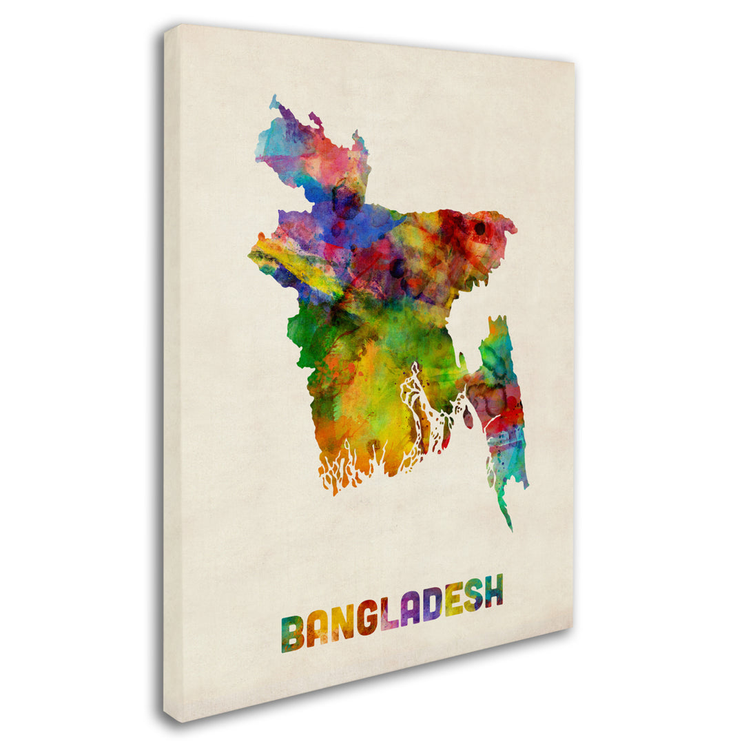 Michael Tompsett Bangladesh Watercolor Map Canvas Art 18 x 24 Image 2