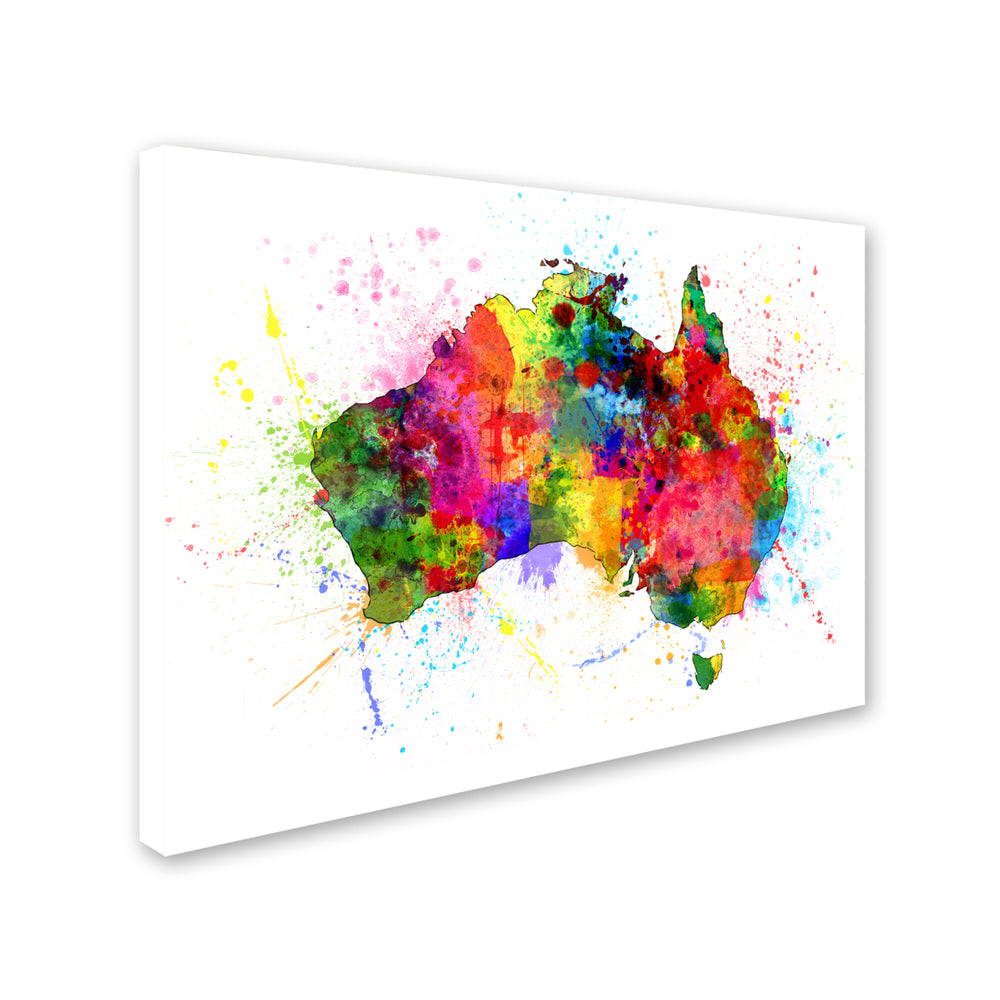 Michael Tompsett Australia Paint Splashes Map Canvas Art 18 x 24 Image 2