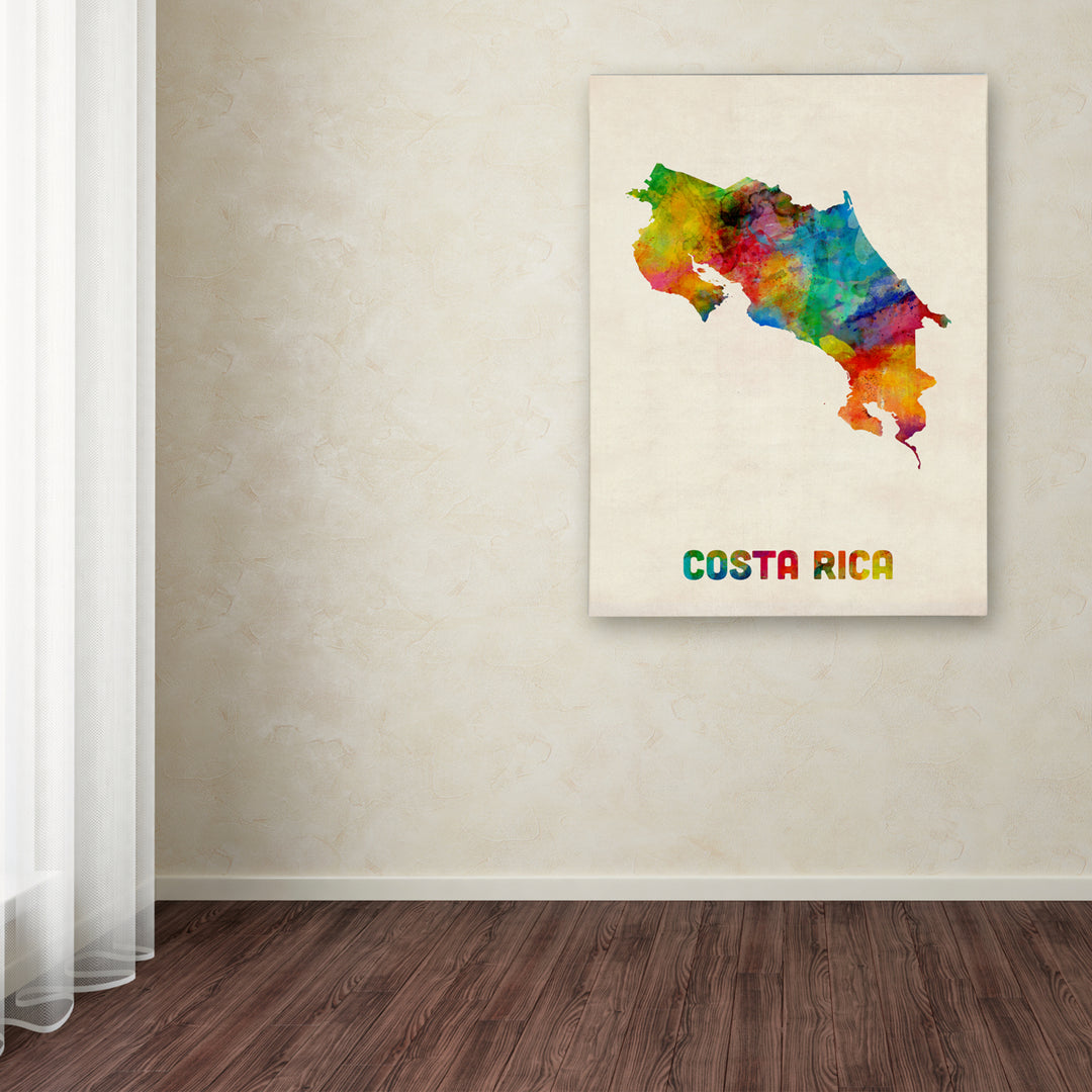 Michael Tompsett Costa Rica Watercolor Map Canvas Art 18 x 24 Image 3