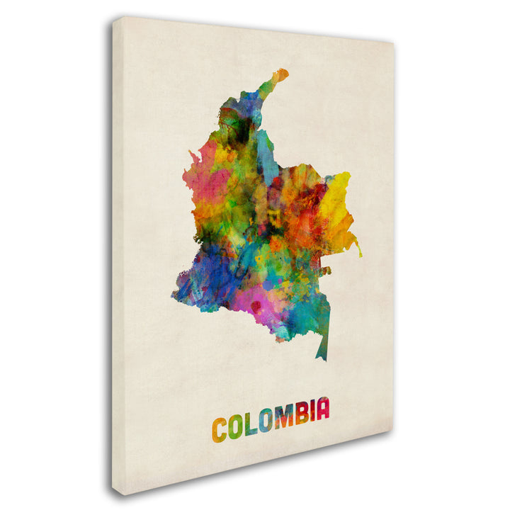 Michael Tompsett Colombia Watercolor Map Canvas Art 18 x 24 Image 2