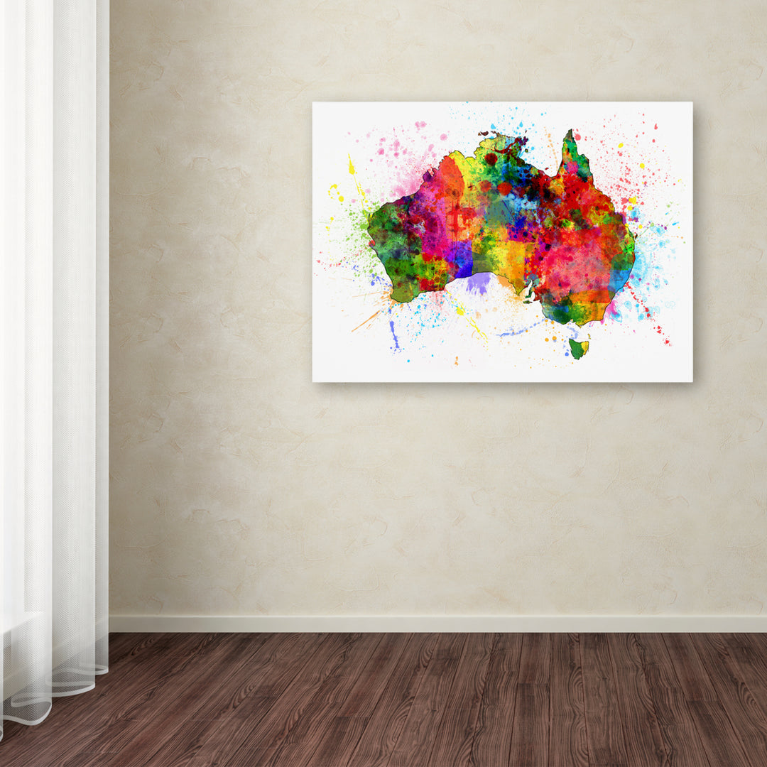 Michael Tompsett Australia Paint Splashes Map Canvas Art 18 x 24 Image 3