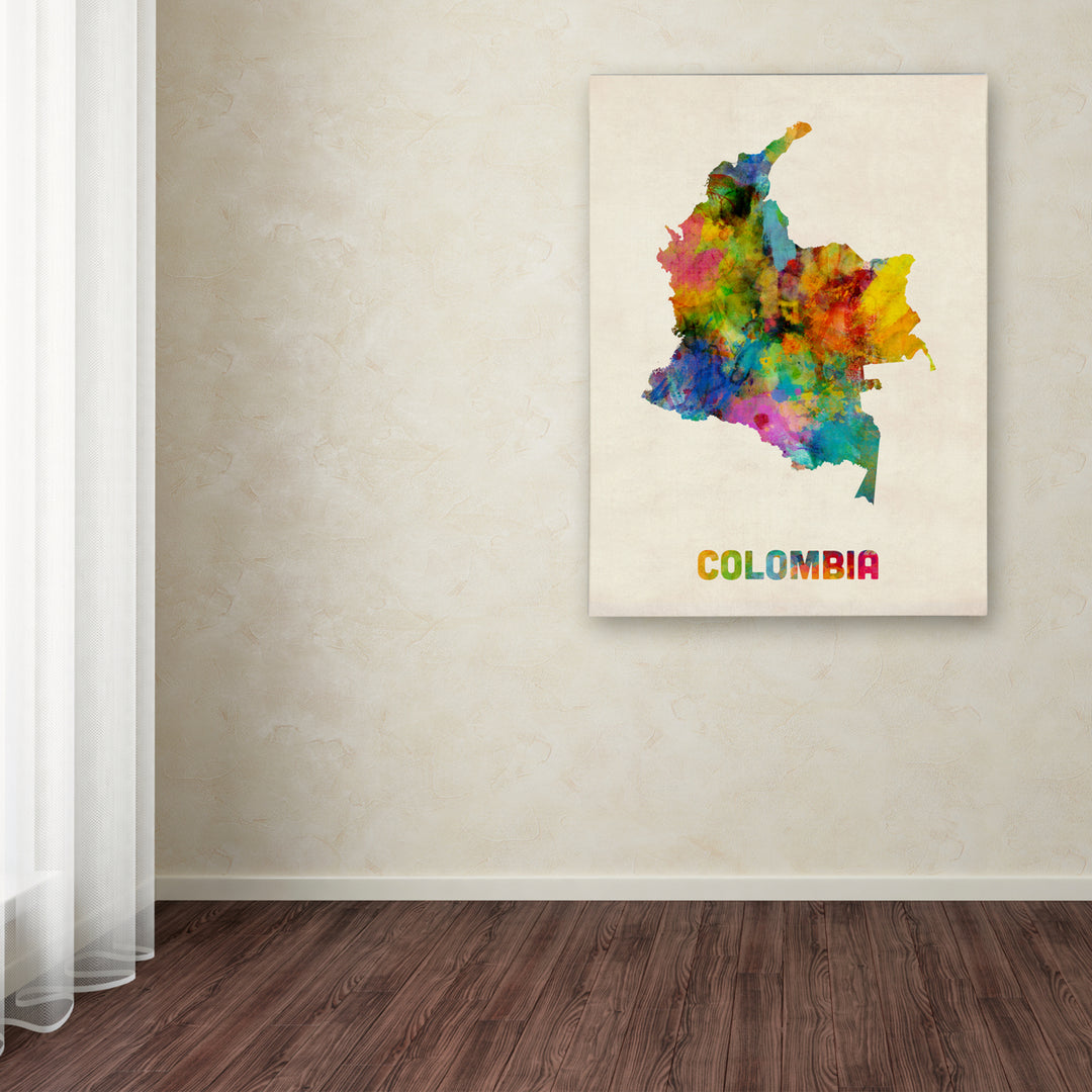 Michael Tompsett Colombia Watercolor Map Canvas Art 18 x 24 Image 3