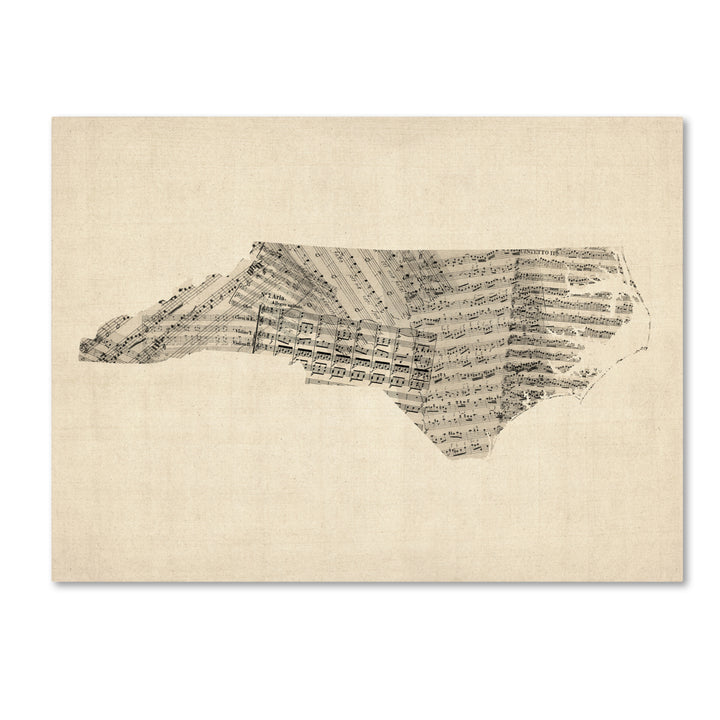 Michael Tompsett Old Sheet Music Map of North Carolina Canvas Art 18 x 24 Image 1