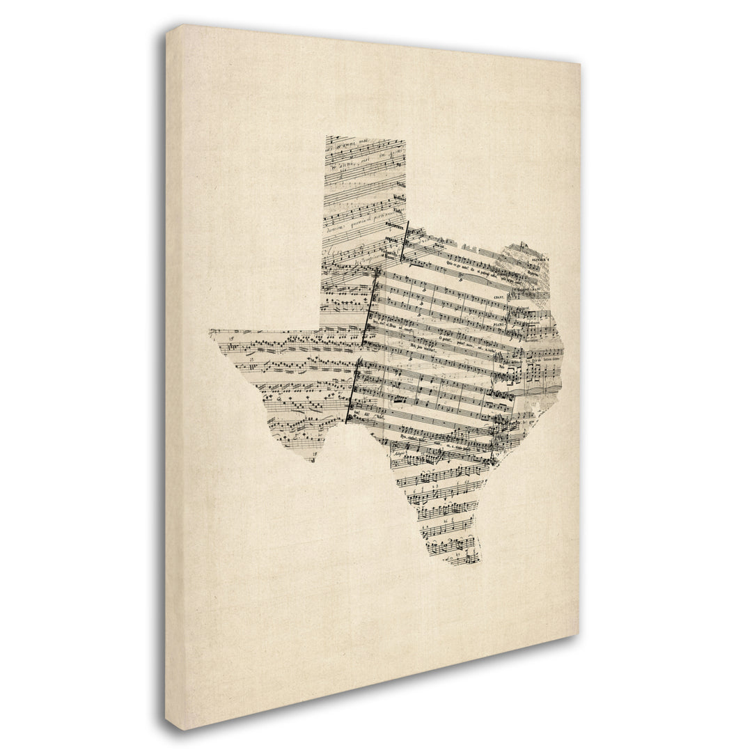 Michael Tompsett Old Sheet Music Map of Texas Canvas Art 18 x 24 Image 2