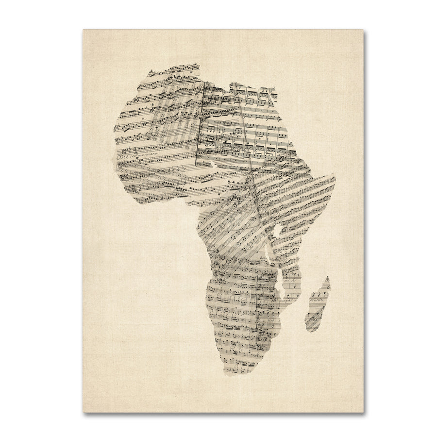 Michael Tompsett Old Sheet Music Map of Africa Canvas Art 18 x 24 Image 1