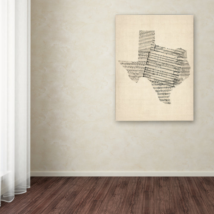 Michael Tompsett Old Sheet Music Map of Texas Canvas Art 18 x 24 Image 3