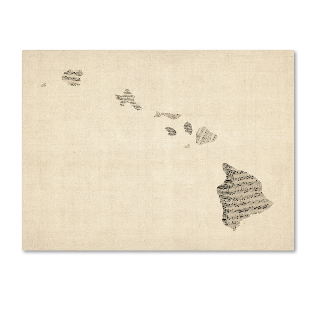 Michael Tompsett Old Sheet Music Map of Hawaii Canvas Art 18 x 24 Image 1
