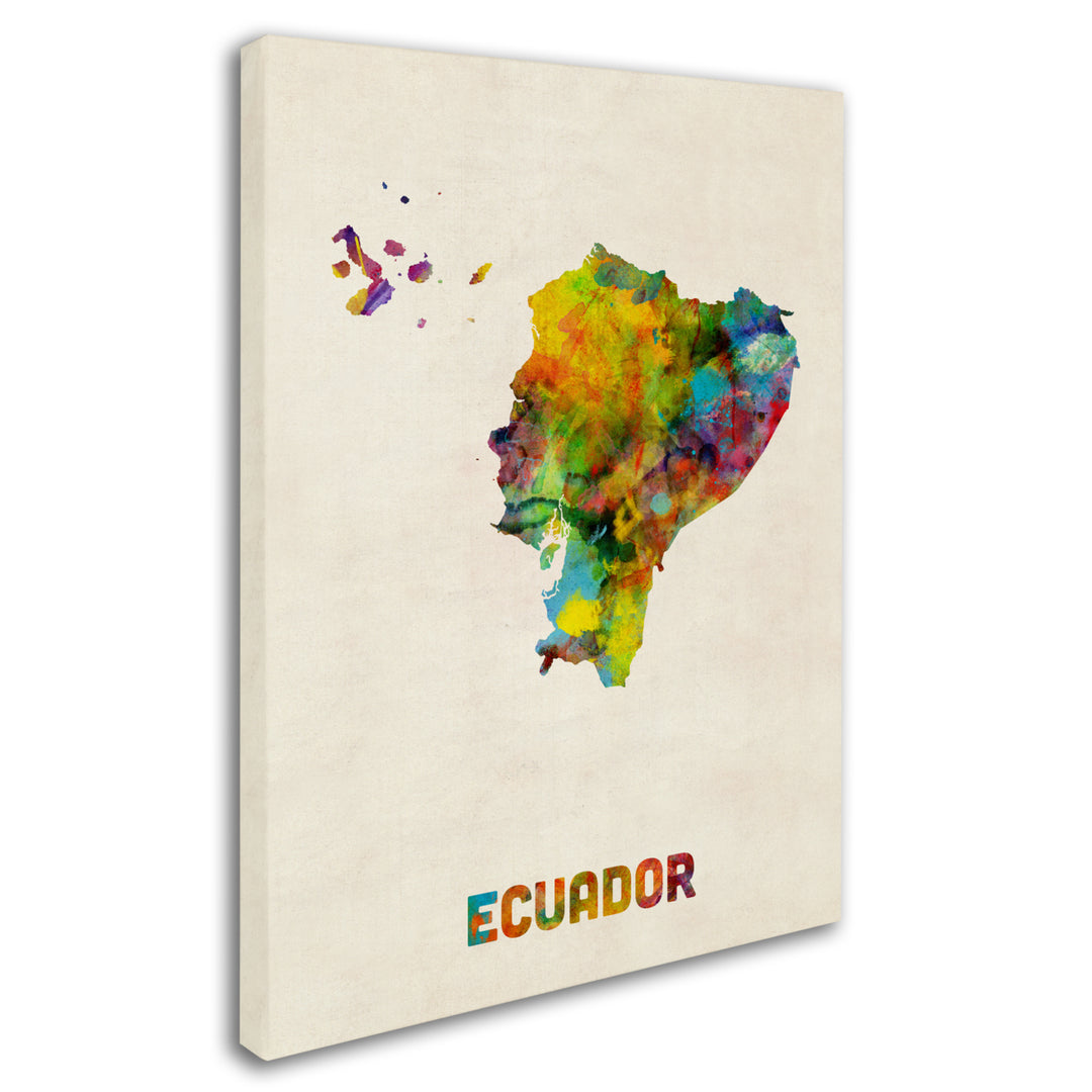 Michael Tompsett Ecuador Watercolor Map Canvas Art 18 x 24 Image 2