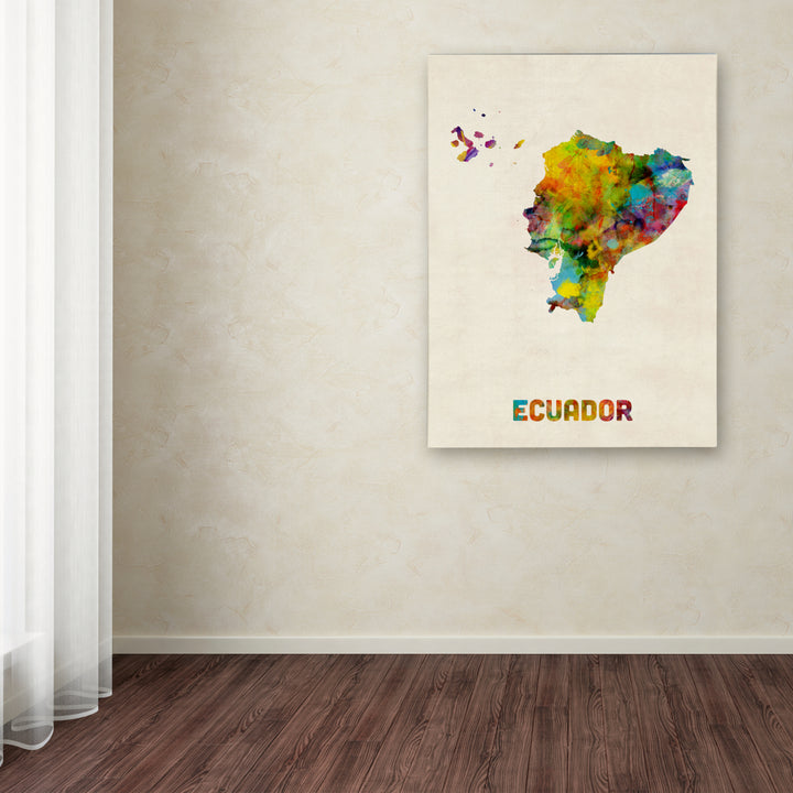 Michael Tompsett Ecuador Watercolor Map Canvas Art 18 x 24 Image 3