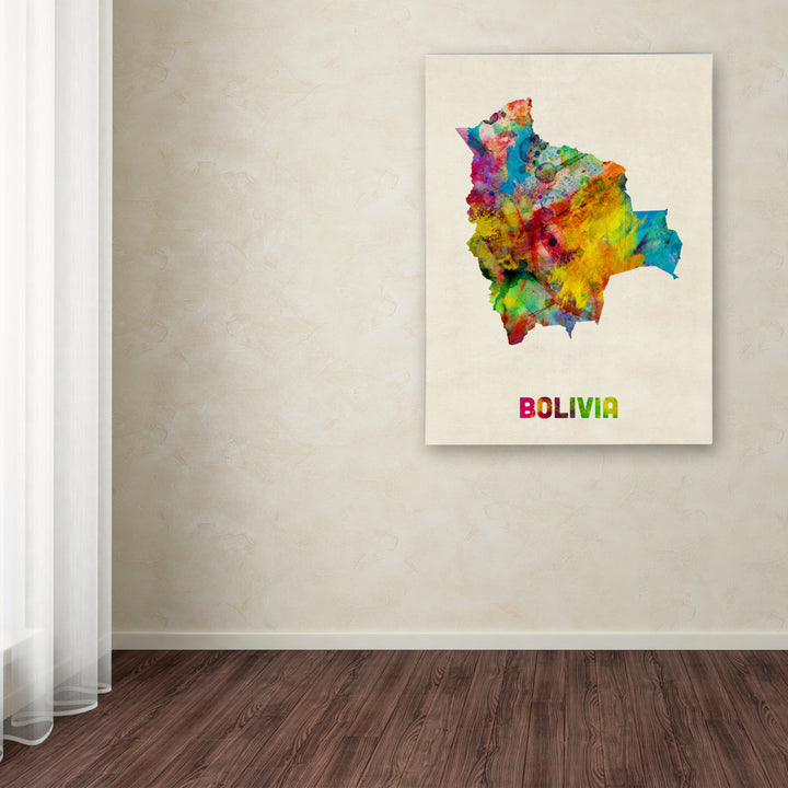Michael Tompsett Bolivia Watercolor Map Canvas Art 18 x 24 Image 3