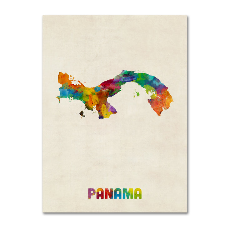 Michael Tompsett Panama Watercolor Map Canvas Art 18 x 24 Image 1