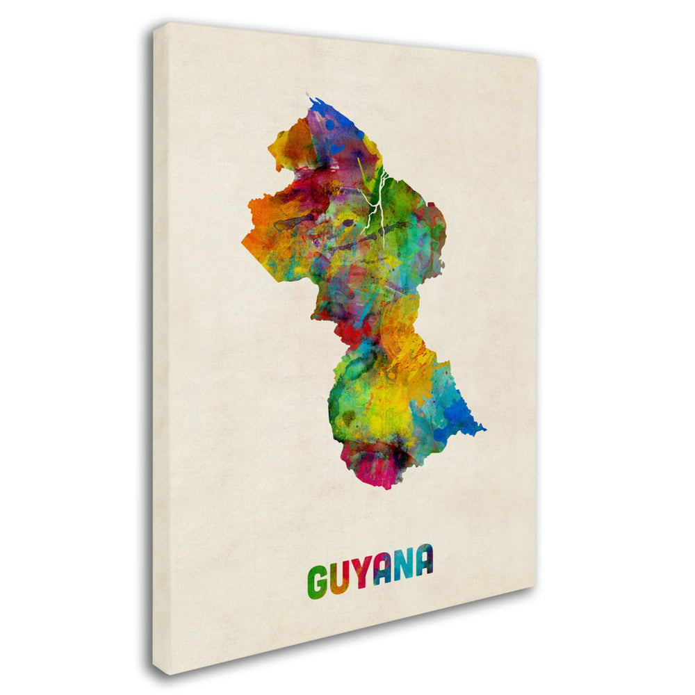 Michael Tompsett Guyana Watercolor Map Canvas Art 18 x 24 Image 2