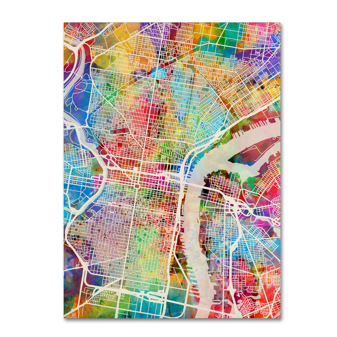 Michael Tompsett Philadelphia Pennsylvania Street Map Canvas Art 18 x 24 Image 1