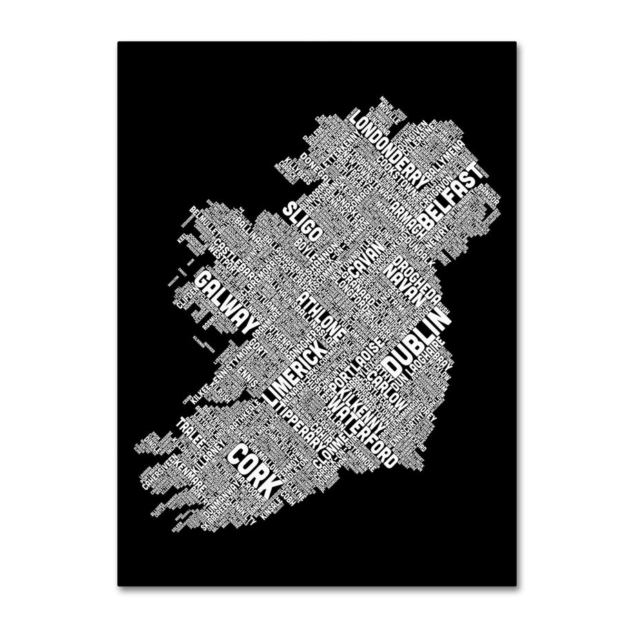 Michael Tompsett Ireland Eire City Text Map BandW Canvas Art 18 x 24 Image 1