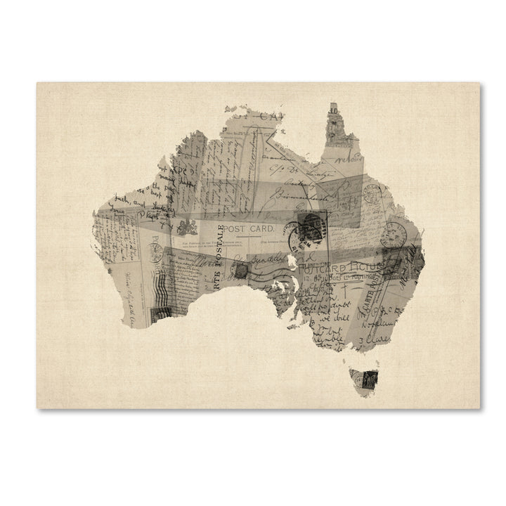 Michael Tompsett Old Postcard Map of Australia Canvas Art 18 x 24 Image 1