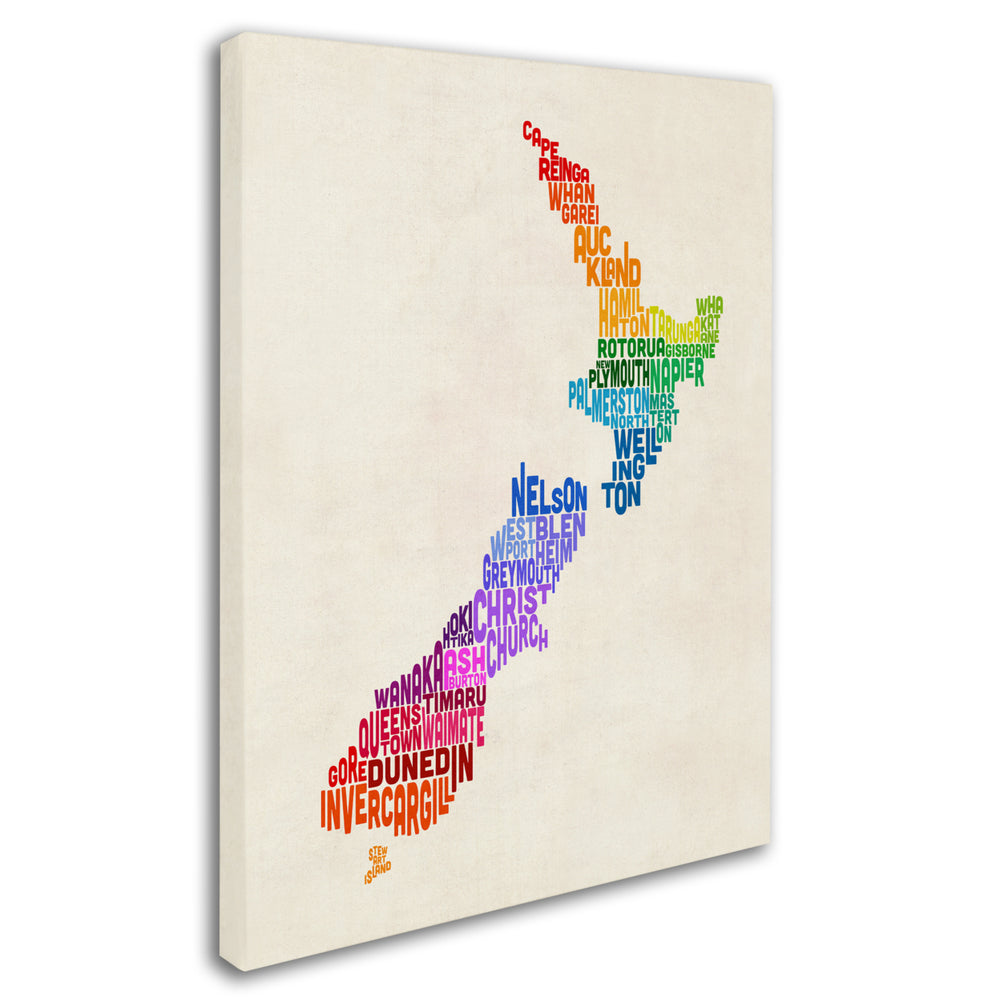 Michael Tompsett  Zealand Typography Map 3 Canvas Art 18 x 24 Image 2