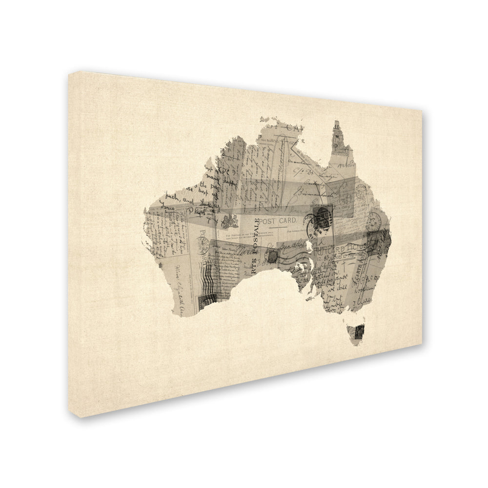 Michael Tompsett Old Postcard Map of Australia Canvas Art 18 x 24 Image 2
