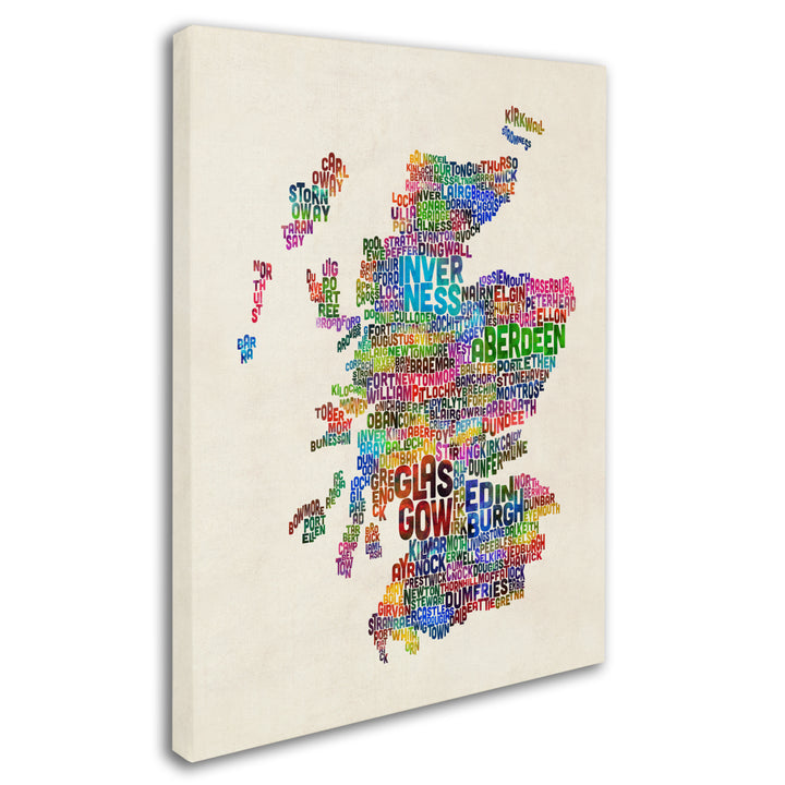 Michael Tompsett Scotland Typography Text Map Canvas Art 18 x 24 Image 2