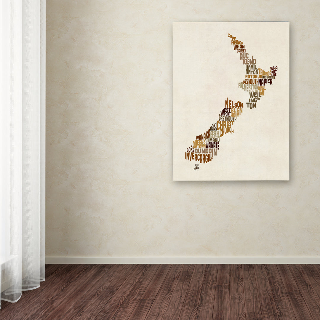 Michael Tompsett Zealand Typography Map 2 Canvas Art 18 x 24 Image 3