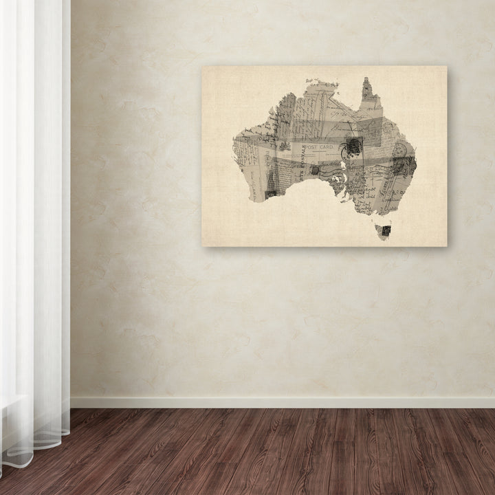 Michael Tompsett Old Postcard Map of Australia Canvas Art 18 x 24 Image 3