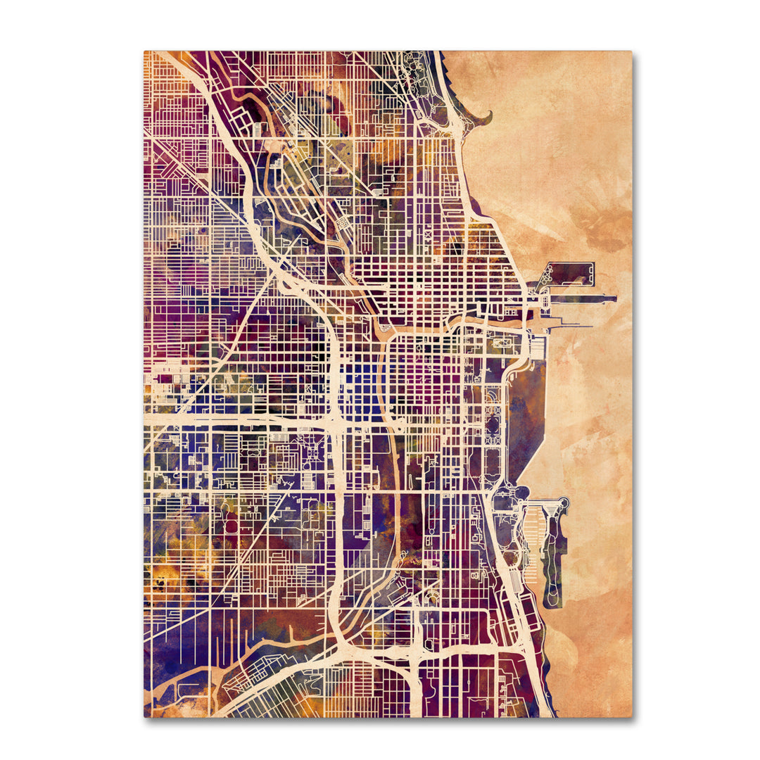Michael Tompsett Chicago City Street Map Canvas Art 18 x 24 Image 1