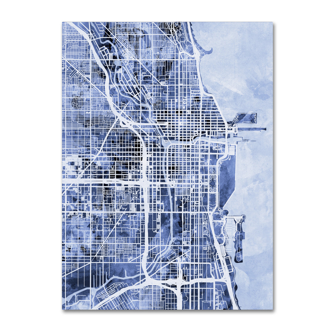 Michael Tompsett Chicago City Street Map BandW Canvas Art 18 x 24 Image 1