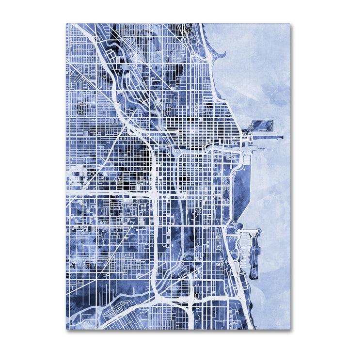Michael Tompsett Chicago City Street Map BandW Canvas Art 18 x 24 Image 1