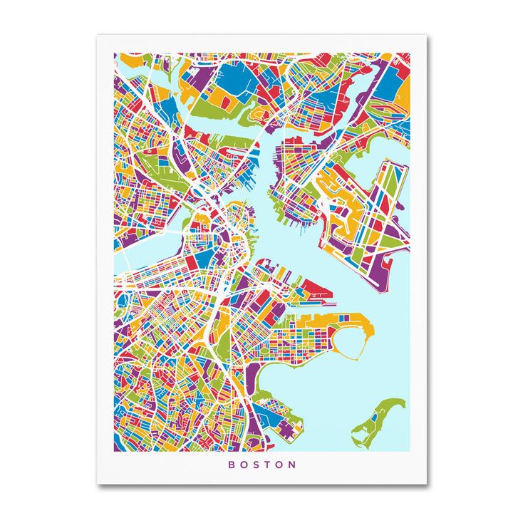 Michael Tompsett Boston MA Street Map 2 Canvas Art 18 x 24 Image 1