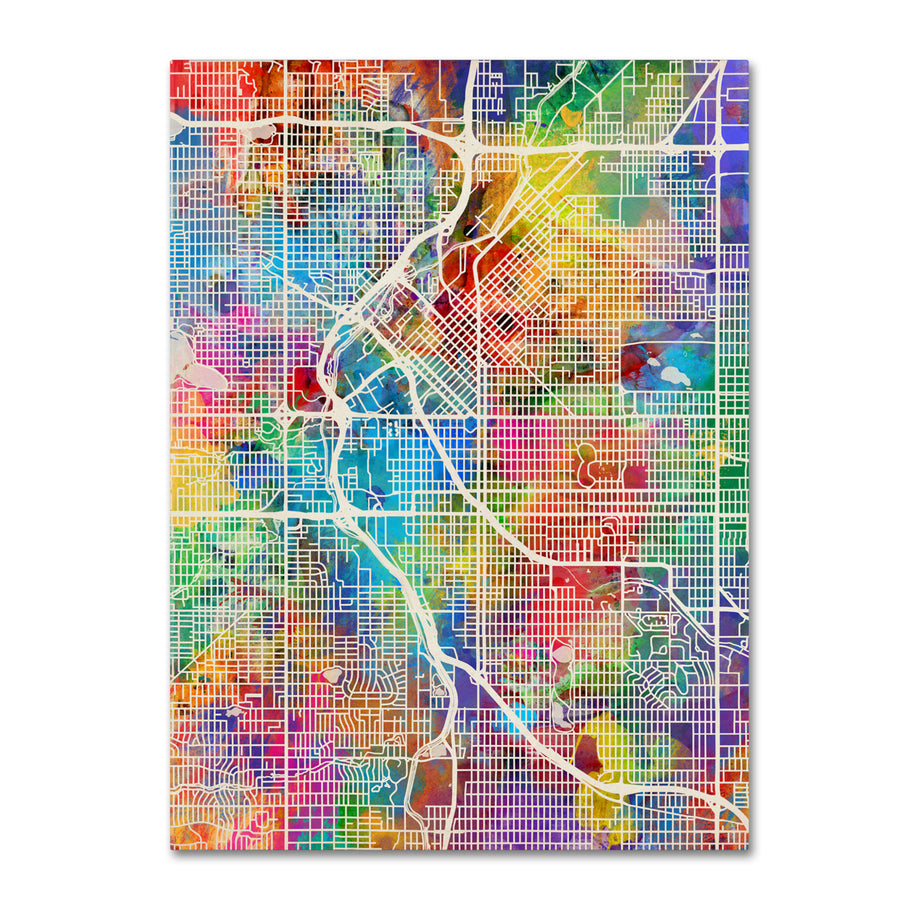 Michael Tompsett Denver Colorado Street Map Canvas Art 18 x 24 Image 1