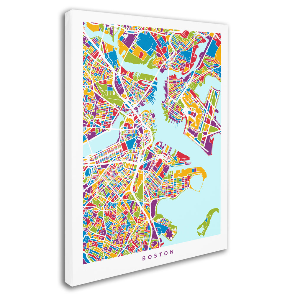 Michael Tompsett Boston MA Street Map 2 Canvas Art 18 x 24 Image 2