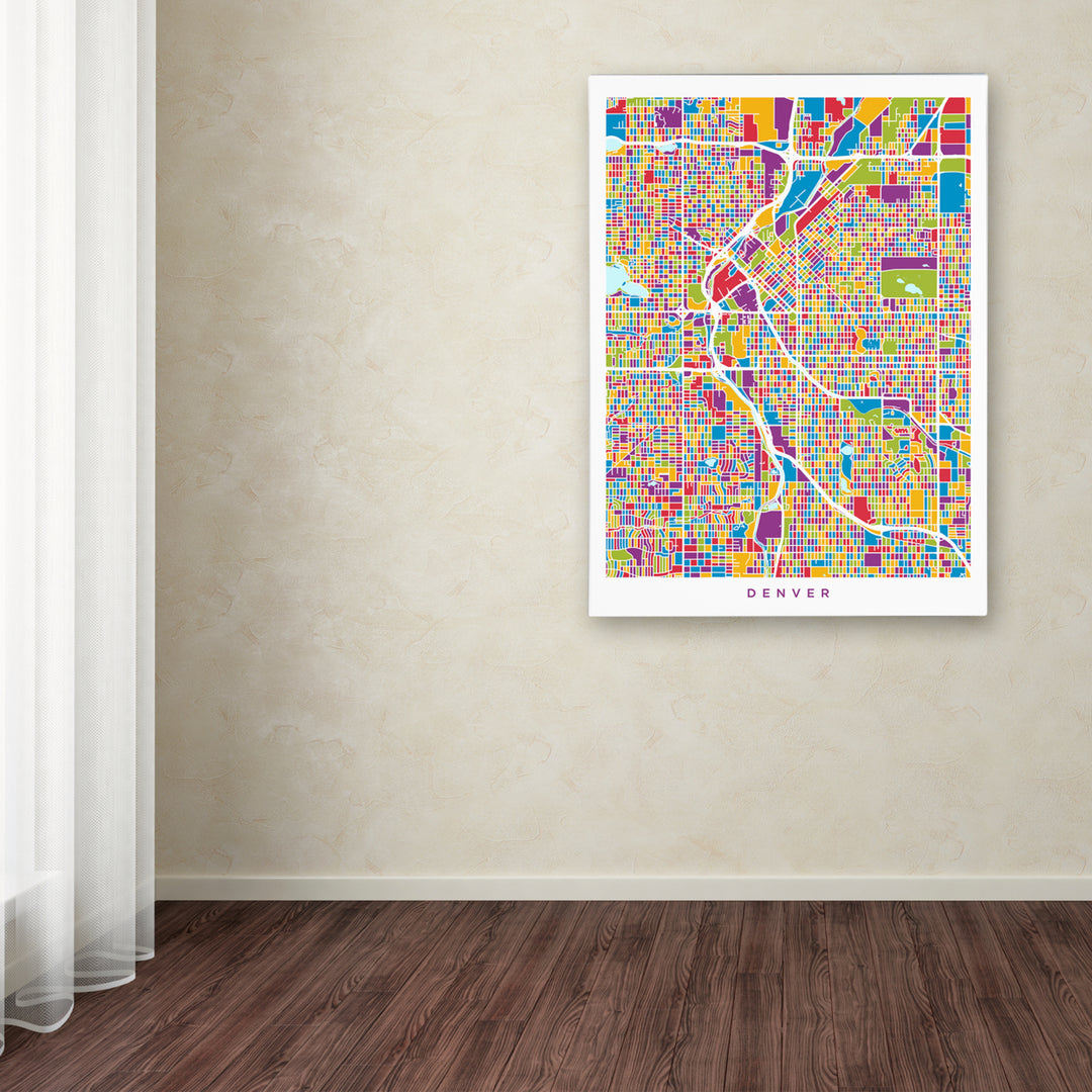 Michael Tompsett Denver Colorado Street Map 2 Canvas Art 18 x 24 Image 3