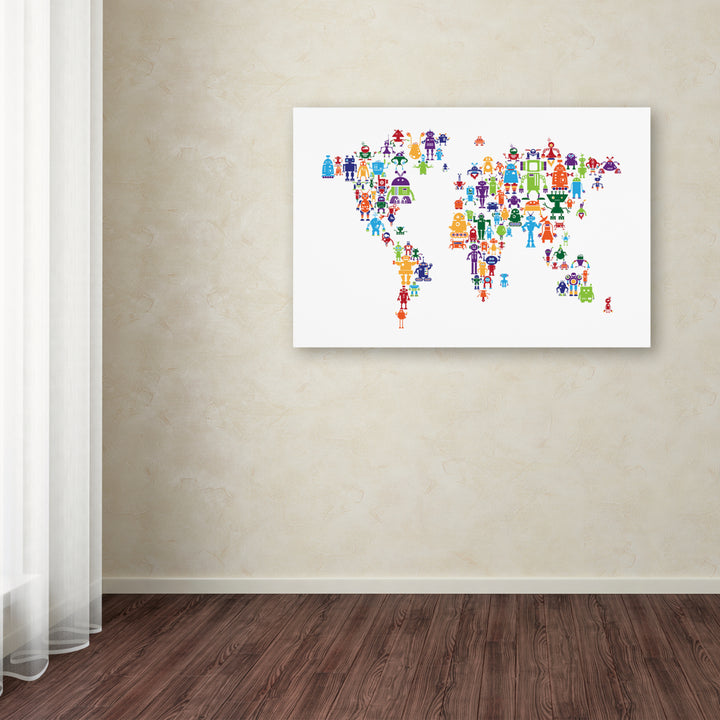 Michael Tompsett Robot Map of the World Canvas Art 18 x 24 Image 3