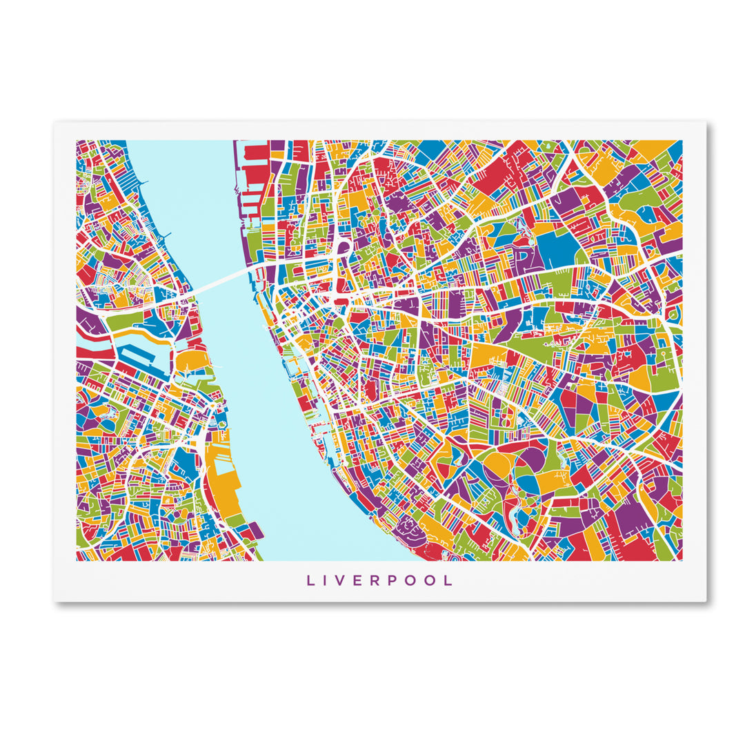 Michael Tompsett Liverpool England Street Map 4 Canvas Art 18 x 24 Image 1